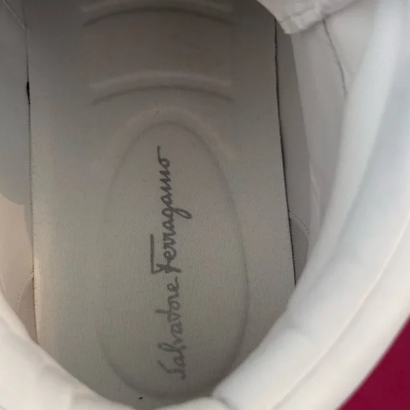 Salvatore Ferragamo “Neo” Parchment and Silver Sneakers - Men’s